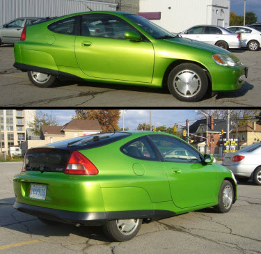 Aaron Cake's Snakeskin green 2000 Honda Insight