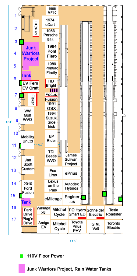 EV Fest Electric Vehicle Show 2011 Floor Plan of Registered Exhibitors