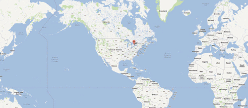 Animated Gif Showing the Location of EV Fest Electric Vehicle Show 2012 in the world.