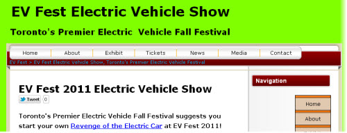 EV Fest Electric Vehicle Show Website goes Live on September 18, 2011 for EV Fest 2011 EV Fest Electric Vehicle Show Website goes Live on September 18, 2011 for EV Fest 2011