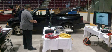 Stefan Displaying his Pick up Truck and Early Components at Electric Avenue 2013.