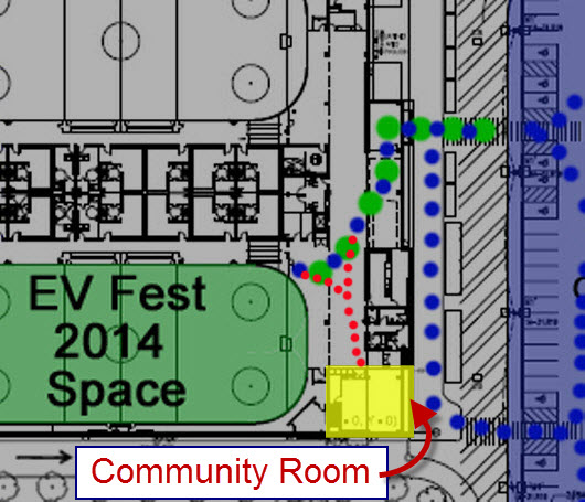 Coomunity Room In Yellow Highlight, at Left Front of the arena Facility.