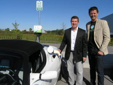 Jaff Stevenson at The North Wentworth Arena, home of EV Fest 2014, Charging up his Roadster!